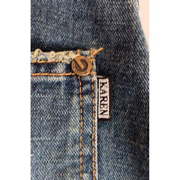 Denim "Karen" Mini Skirt w/Side Slits, Distress By GOGIB Jean - Size L (Juniors) - Picture 6 of 7